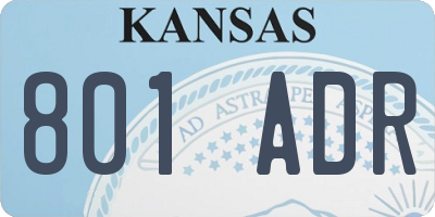 KS license plate 801ADR