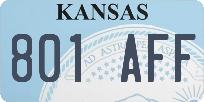 KS license plate 801AFF