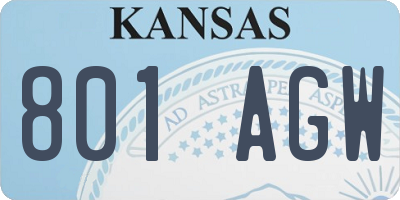 KS license plate 801AGW