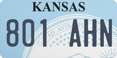 KS license plate 801AHN