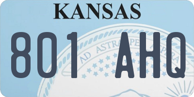 KS license plate 801AHQ