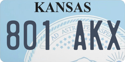 KS license plate 801AKX