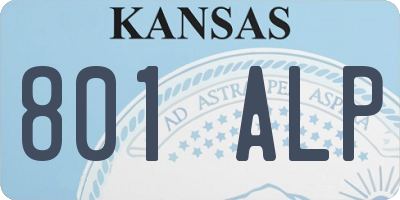 KS license plate 801ALP