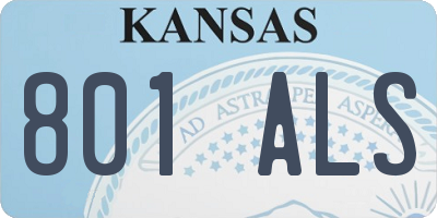 KS license plate 801ALS