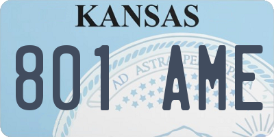 KS license plate 801AME