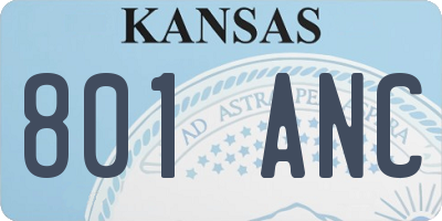 KS license plate 801ANC
