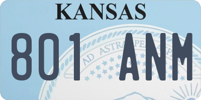 KS license plate 801ANM