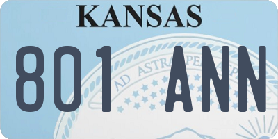 KS license plate 801ANN
