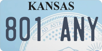 KS license plate 801ANY