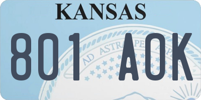 KS license plate 801AOK