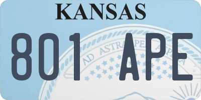 KS license plate 801APE