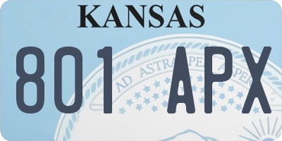 KS license plate 801APX