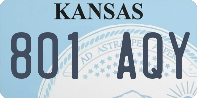 KS license plate 801AQY