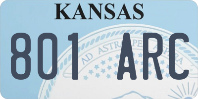 KS license plate 801ARC