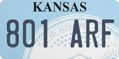 KS license plate 801ARF