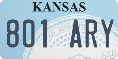 KS license plate 801ARY