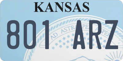 KS license plate 801ARZ
