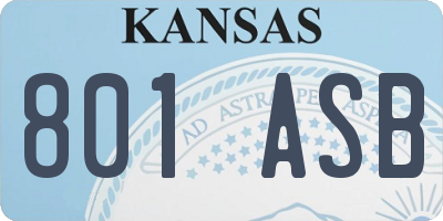 KS license plate 801ASB