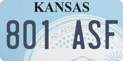 KS license plate 801ASF