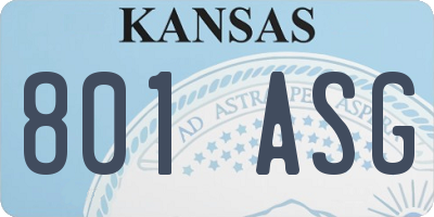 KS license plate 801ASG