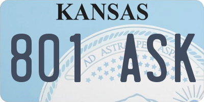 KS license plate 801ASK