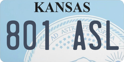 KS license plate 801ASL