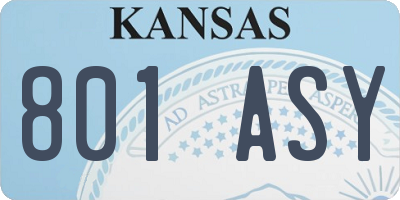 KS license plate 801ASY