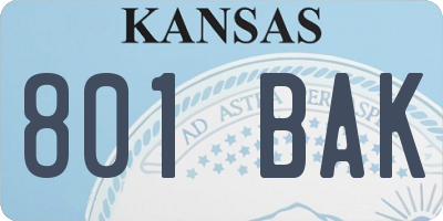 KS license plate 801BAK