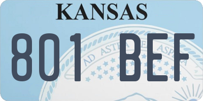 KS license plate 801BEF
