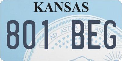 KS license plate 801BEG