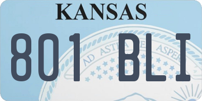 KS license plate 801BLI