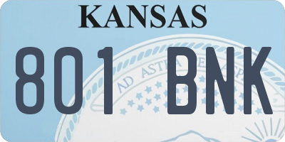 KS license plate 801BNK