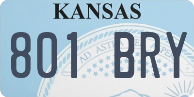 KS license plate 801BRY