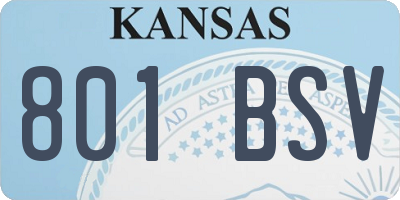 KS license plate 801BSV