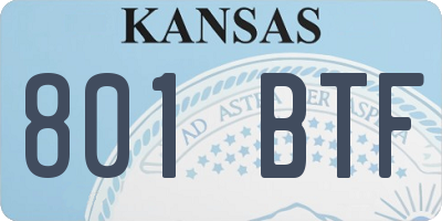 KS license plate 801BTF