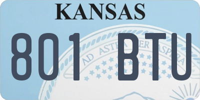 KS license plate 801BTU