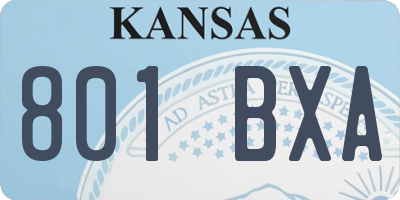 KS license plate 801BXA