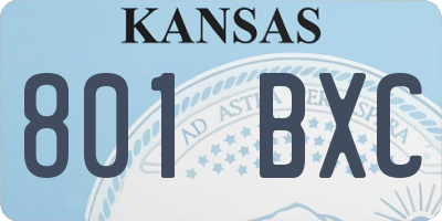 KS license plate 801BXC