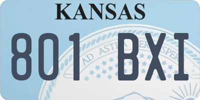 KS license plate 801BXI