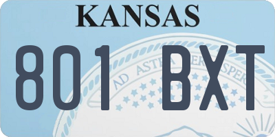 KS license plate 801BXT