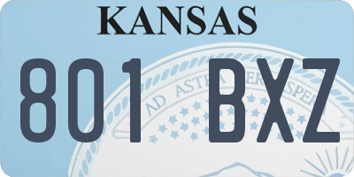 KS license plate 801BXZ