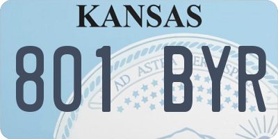 KS license plate 801BYR