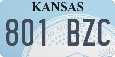 KS license plate 801BZC