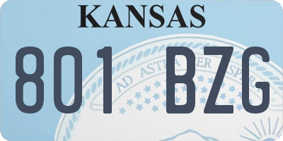 KS license plate 801BZG