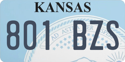 KS license plate 801BZS