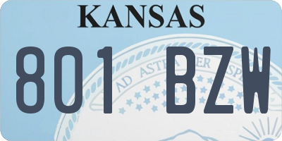 KS license plate 801BZW