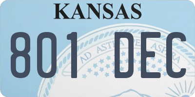 KS license plate 801DEC