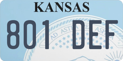 KS license plate 801DEF