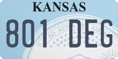 KS license plate 801DEG