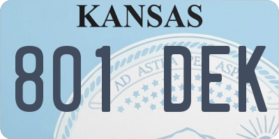 KS license plate 801DEK
